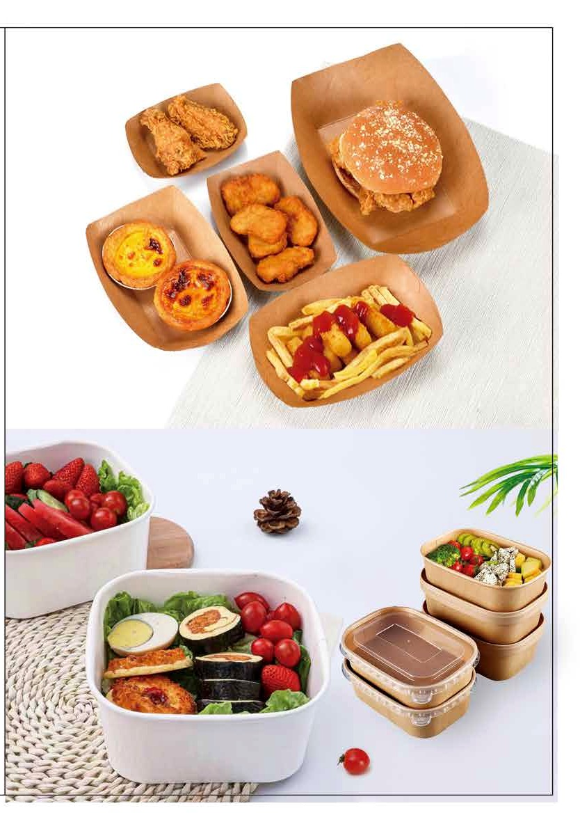 Bandejas kraft para alimentos y bowls cuadrados