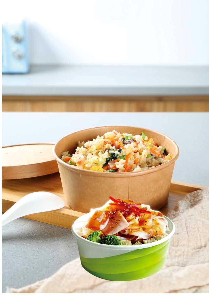 Bowls de papel para ensaladas con tapa