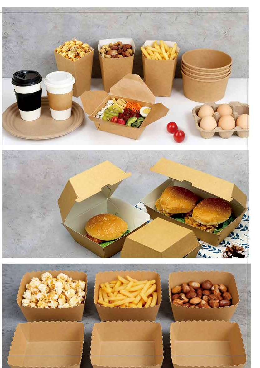 Porta vasos y cajas para sushi, popcorn y hamburguesas